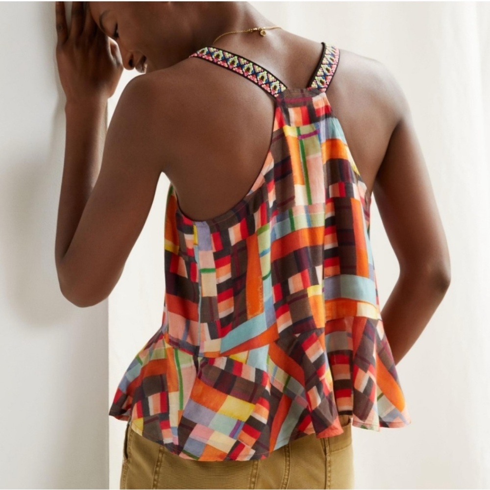 Pilcro | Abstract Multicolor Patchwork Boho Peplu… - image 2
